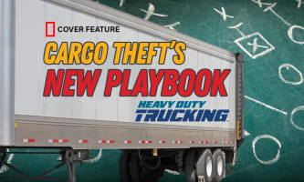 Illustration of a semi-trailer with a sports playbook diagram on chalkboard 