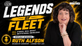 Promotional graphic for the “Legends of Fleet” interview series featuring fleet industry leader Ruth Alfson. The image includes bold yellow and white text on a black background with Work Truck and Legend branding, alongside a professional portrait of Alfson in a black blazer.