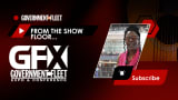 a youtube thumbnail showing the gfx logo and the headshot of the speaker. 