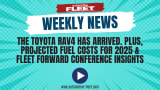 An Automotive Fleet graphic for a weekly news recap with a play button and the website URL at the bottom.