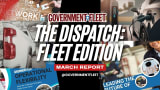 the dispatch text with images of vehicles, women in fleet, and ev charging. 