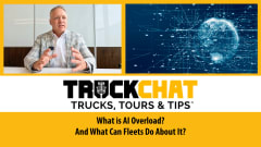 TruckChat thumbnail with man in business attire inset top left, and AI-themed image top right, and headline What is AI Overload? And What Can Fleets Do About It?