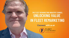 Headshot of Colin Sutherland with text promoting the Fleet Remarketing Industry Council and Fleet Forward Conference on unlocking value in fleet remarketing.