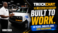 Curtis Reed presenting a Chevrolet van at a trade show, highlighting GM Fleet’s commercial vans built for long-term reliability and upfitting.