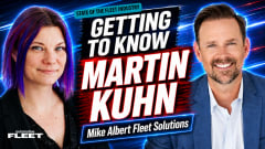 YouTube thumbnail featuring a Lauren Fletcher and Martin Kuhn against a dark blue background, with the text “Getting to Know Martin Kuhn” and “Mike Albert Fleet Solutions.”