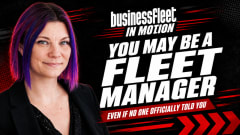 Lauren Fletcher appears alongside bold Business Fleet In Motion text reading, “You May Be a Fleet Manager,” against a black, red, and gray graphic background.