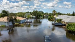 Flooded houses and cars