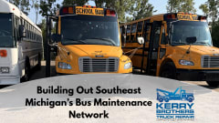 School buses at a Southeast Michigan facility illustrate Kerry Brothers’ growing regional maintenance network following its acquisition of Downriver Truck and Bus.