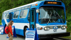 Community Transit's Bluebell bus celebrating the agency's 50-year milestone.