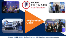 Collage of Fleet Forward Conference photos and Registration Open wording