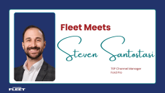 A graphic with Ford Pro's Steven Sanstostasi's headshot on it representing the Fleet Meets series.