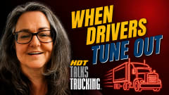 HDT Talks Trucking thumbnail with photo of Jane Jazrawy and the text,, "When Drivers Tune Out"