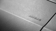 Airbag text on dashboard of car
