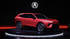 Red Acura car on display