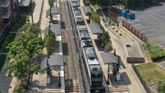 An aerial view of the CATS light rail.