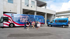 Jacksonville Transportation Authority America250 bus and transit van.