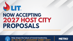A color graphic with LIT's logo and text reading "Now Accepting 2027 Host City Proposals."