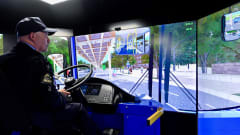A New York MTA bus simulator with driver