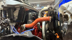 Closeup of engine in Mack truck