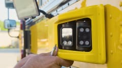 BusPatrol cameras on the side of a school bus.