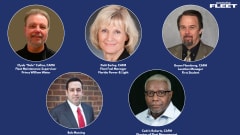 Composite graphic featuring portraits of NAFA’s 2026 Fellows: Clyde “Dale” Collins, Patti Earley, Bryan Flansburg, Bob Mossing and Cedric Roberts, recognized for fleet leadership and service.