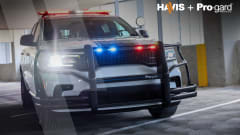 Cop car with the Havis and Pro-gard logo overlay