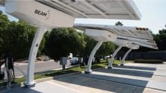 Beam Global EV ARC solar-powered charging stations installed in Stanislaus County, California, providing off-grid EV fleet charging with on-site renewable energy.