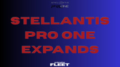 A red and blue graphic representing the expansion of Stellantis pro one,