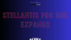 A blue and red AF graphic describing the Stellantis Pro One expansion to North America.