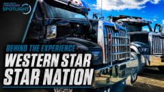 YouTube thumbnail showing two Western Star trucks with the text "Behind the Experience: Western Star Star Nation"