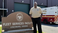 Ken Lett in front of the city fleet building.
