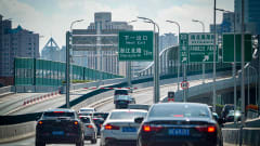 Cars from the rear on a Shanghai freeway