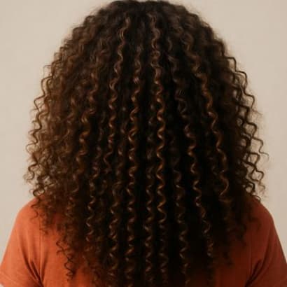 The back of a head of curly hair.