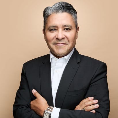 A smiling man.
