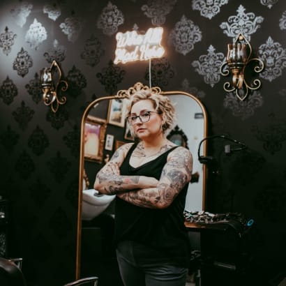 Hollianne Davidson inside her salon suite, Revolution Hair.
