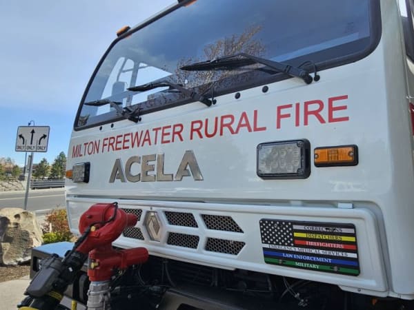 Up close look at badging on Acela Monterra 6x6 Tactical Truck