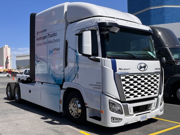 White Hyundai fuel-cell-electric truck