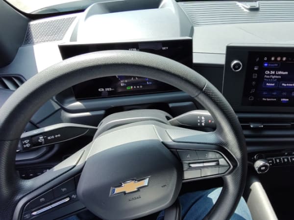 Steering wheel and instrumentation.