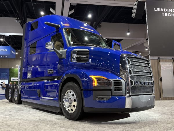 Blue Mack Pioneer truck at ATA MC&E expo