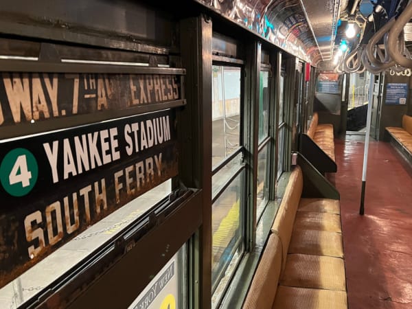 Inside of the New York City Transit’s 1917 IRT Lo-V Nostalgia Train.