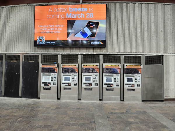 The final installation of MARTA Better Breeze fare vending machines.