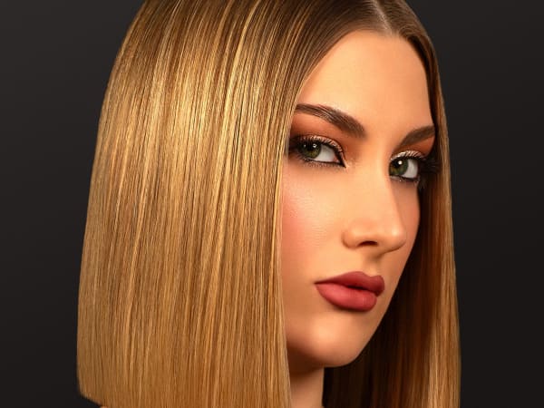 Model with sleek bob