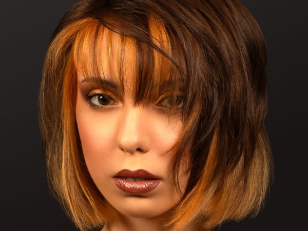 A model with yellow and brown hair