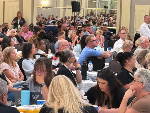 School transportation professionals attend a packed general session during the 2026 New York Association for Pupil Transportation conference in Saratoga Springs.