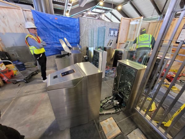 Installation of new better Breeze faregates at Lindbergh Center Station.