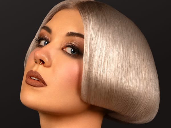 A platinum blonde bob