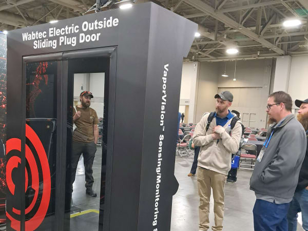 A Wabtec door on the APTA Mobility show floor