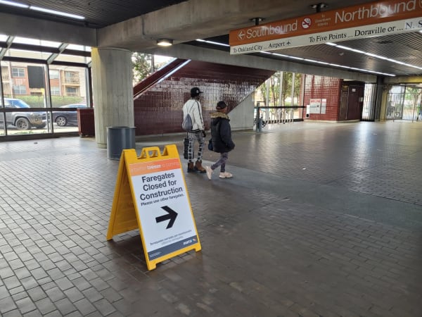 Signs detouring riders from Better Breeze construction.