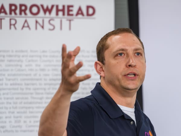 Portrait of Chase Burnham from the Arrowhead Transit RideSmart 2025 launch event.