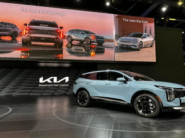 Photo of Kia Sportage display at 2024 LA Auto Show.